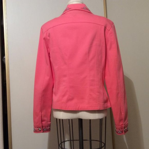 Christine Alexander NWOT Barbie Pink Denim Jacket Crystal Buttons Women Size S - Picture 8 of 8